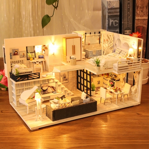 Cutebee Diy Dollhouse Miniature Kit with Furniture, Wooden Mini Miniature Dollhouse kits, Casa Miniatura Dolls House Plus Dust Proof Music Movement