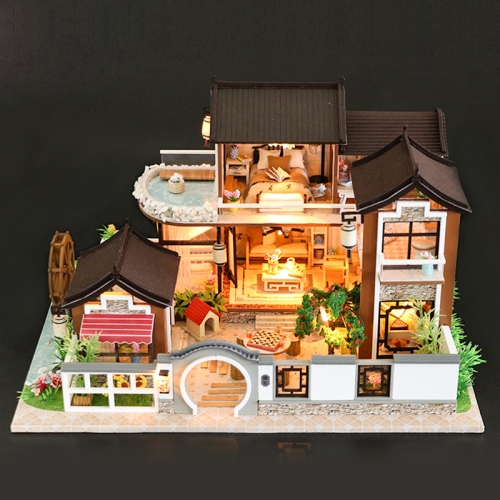 Cutebee Diy Dollhouse Miniature Kit with Furniture, Wooden Mini Miniature Dollhouse kits, Casa Miniatura Dolls House Chinese Style